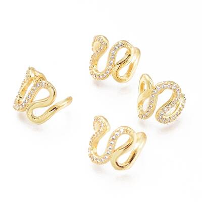Brass Micro Pave Cubic Zirconia Cuff Earrings