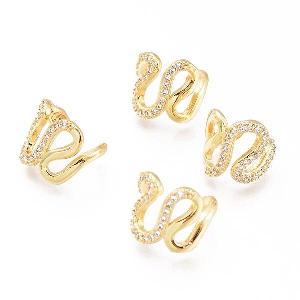 Brass Micro Pave Cubic Zirconia Cuff Earrings
