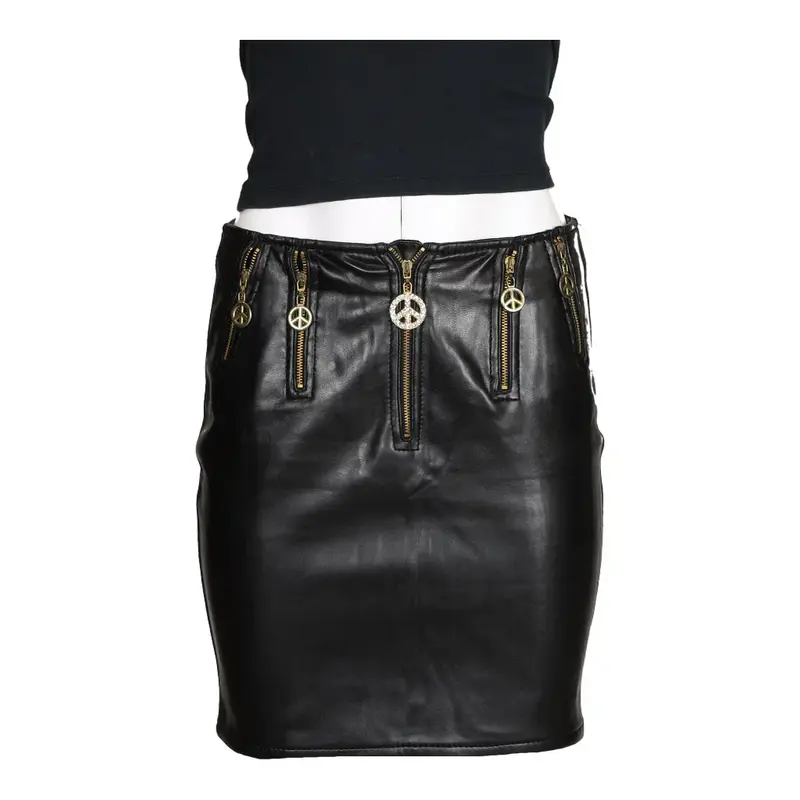 Moschino Mini Skirt - 28W UK 8 Black Faux Leather