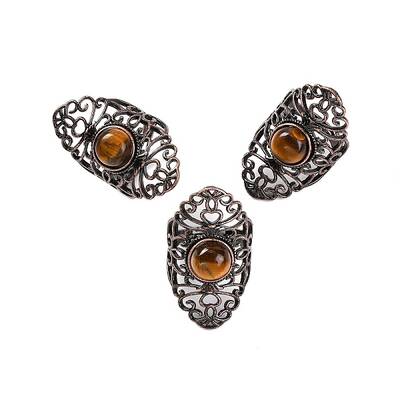 Natural Tiger Eye Retro Finger Rings