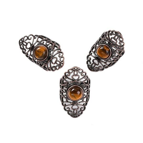 Natural Tiger Eye Retro Finger Rings