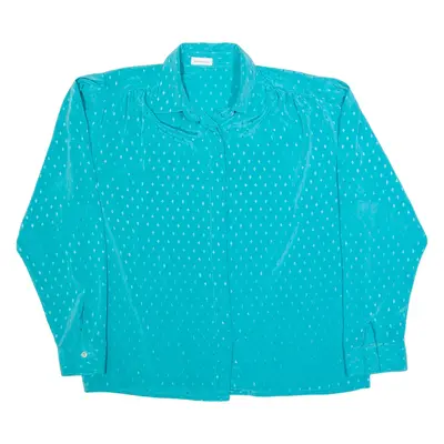 Womens Printed Blouse Blue Long Sleeve Spotted L
