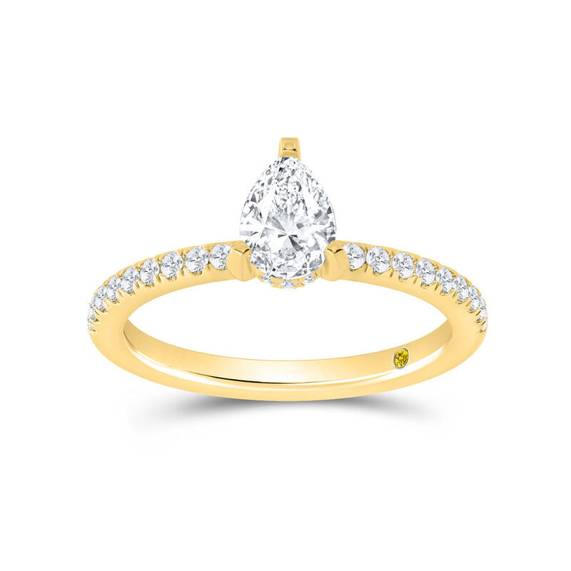Kyoto Hidden Halo Pear Shape Lab Grown Diamond Engagement Ring | 10K Yellow Gold 3 3/4 CT. TW.