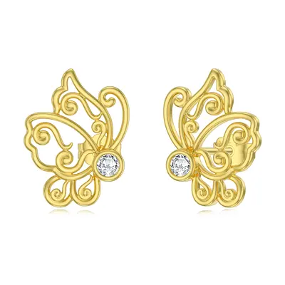 10K Gold Moissanite Bead Stud Earrings