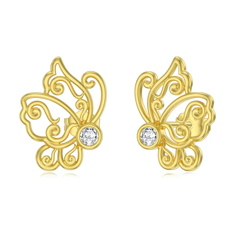 10K Gold Moissanite Bead Stud Earrings