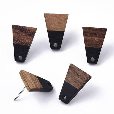 Resin & Walnut Wood Stud Earring Findings