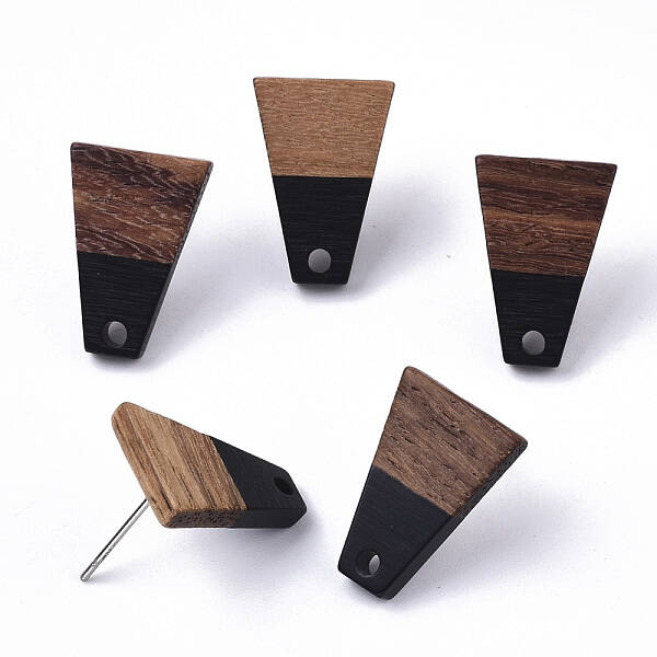 Resin & Walnut Wood Stud Earring Findings