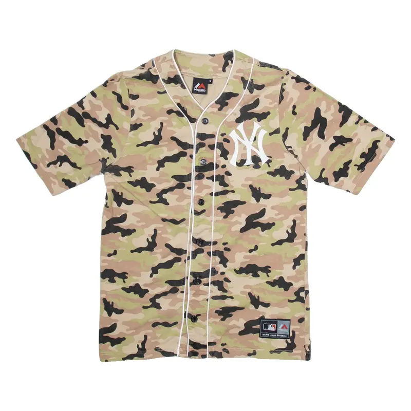 MAJESTIC MLB Camo Mens Jersey Brown USA Button Neck S