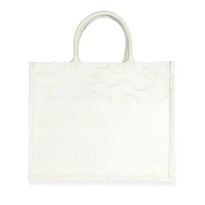 Pre-owned christian dior Canvas Top Handle;Tote Dior White Camouflage Embroidery Large Book Tote