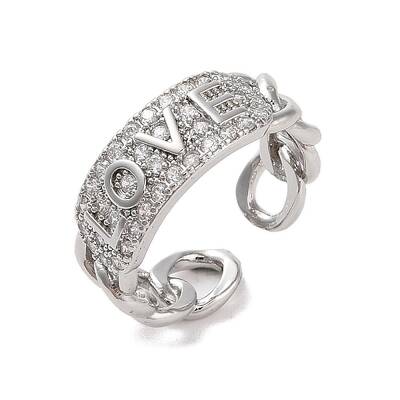 Brass Micro Pave Cubic Zirconia Open Cuff Rings