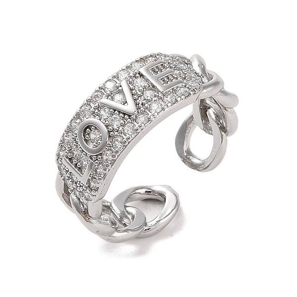 Brass Micro Pave Cubic Zirconia Open Cuff Rings