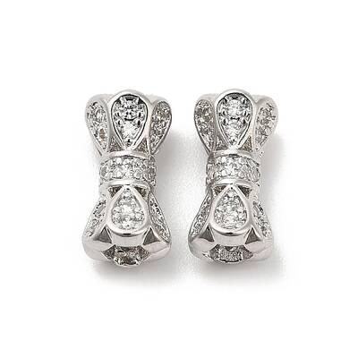 Brass Micro Pave Cubic Zirconia Beads