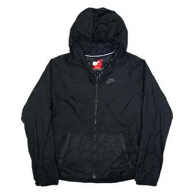 NIKE Mens Rain Jacket Black Hooded M