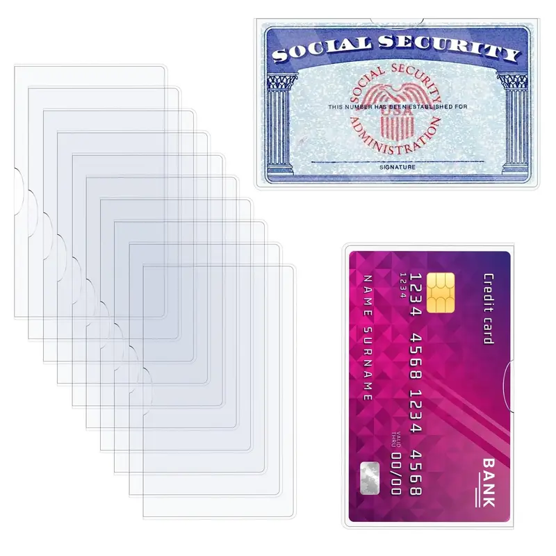 Social Security & Medicare Card Protector, 10pcs Transparent Card Holder, Credit Card Holder, Accounting Supplies for Home & ...