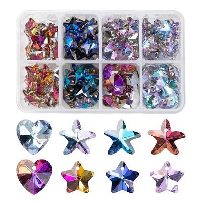 120Pcs 8 Style Electroplate Glass Pendants
