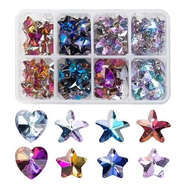 120Pcs 8 Style Electroplate Glass Pendants