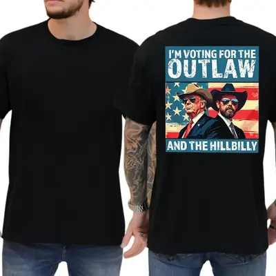I'm Voting For The Outlaw And Hillbilly American Flag Back Shirt, Trump Vance 2024 Tee, Election 2024, Gifts for Trum Support...