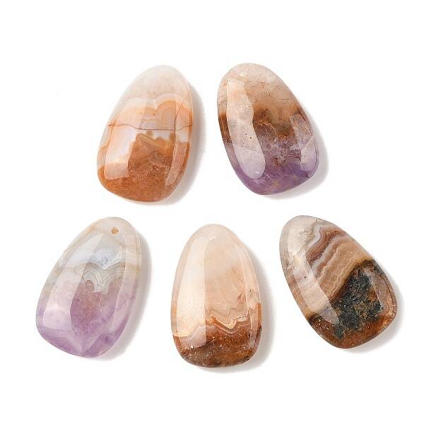 Natural Amethyst Lace Agate Pendants