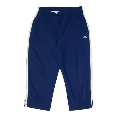 ADIDAS Cropped Track Pants Blue Straight Womens UK 16 W30 L22