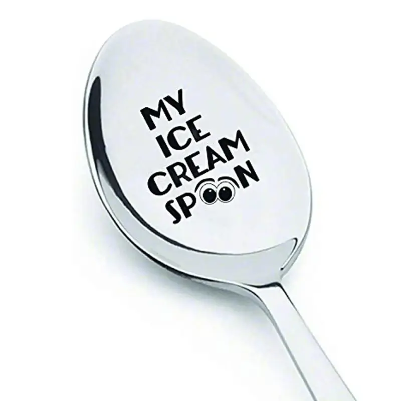 My Ice Cream Spoon, 1 Count Engraved Stainless Steel Ice Cream Spoon, Ice Cream Lovers Gift for Birthday Thanksgiving