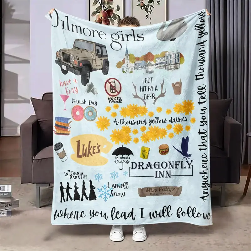 Cartoon Pattern Soft Blanket, 1 Count Casual Soft Throw Blanket, Air-conditioned  Bedroom  Warm Nap Blanket for Home Office T...