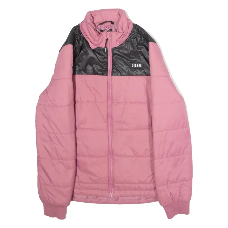 DIESEL Womens Puffer Jacket Pink Nylon Colourblock XS