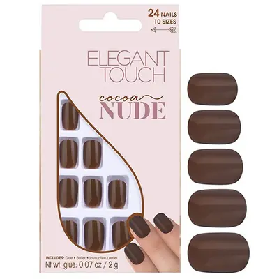 Set Elegant Touch Nude Squoval Artificial Nails Cocoa 24pcs