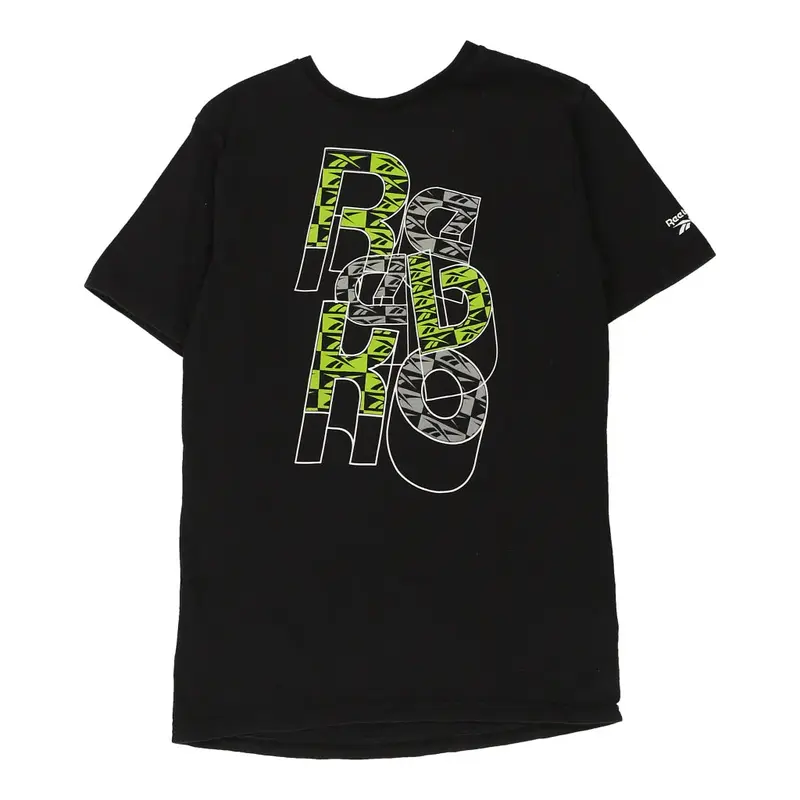 Reebok Graphic T-Shirt - XL Black Cotton