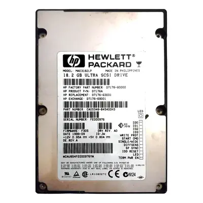 D7176-60000 HP 18GB 7200RPM Ultra SCSI 3.5-Inch 1MB Cache Hard Drive