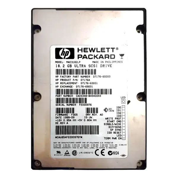 D7176-60000 HP 18GB 7200RPM Ultra SCSI 3.5-Inch 1MB Cache Hard Drive