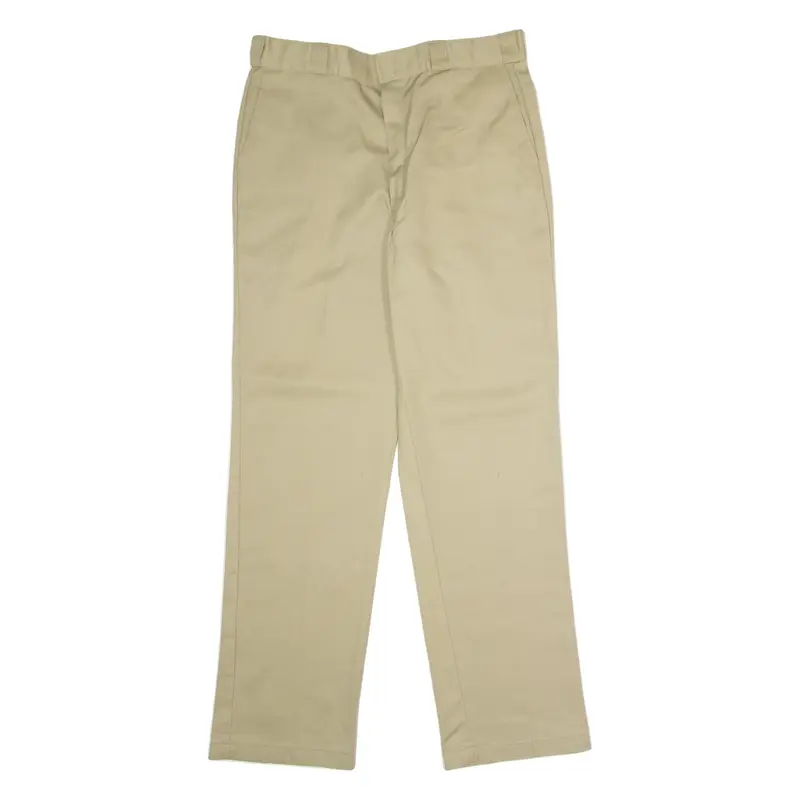 DICKIES Workwear Mens Twill Trousers Beige Regular Straight W36 L34