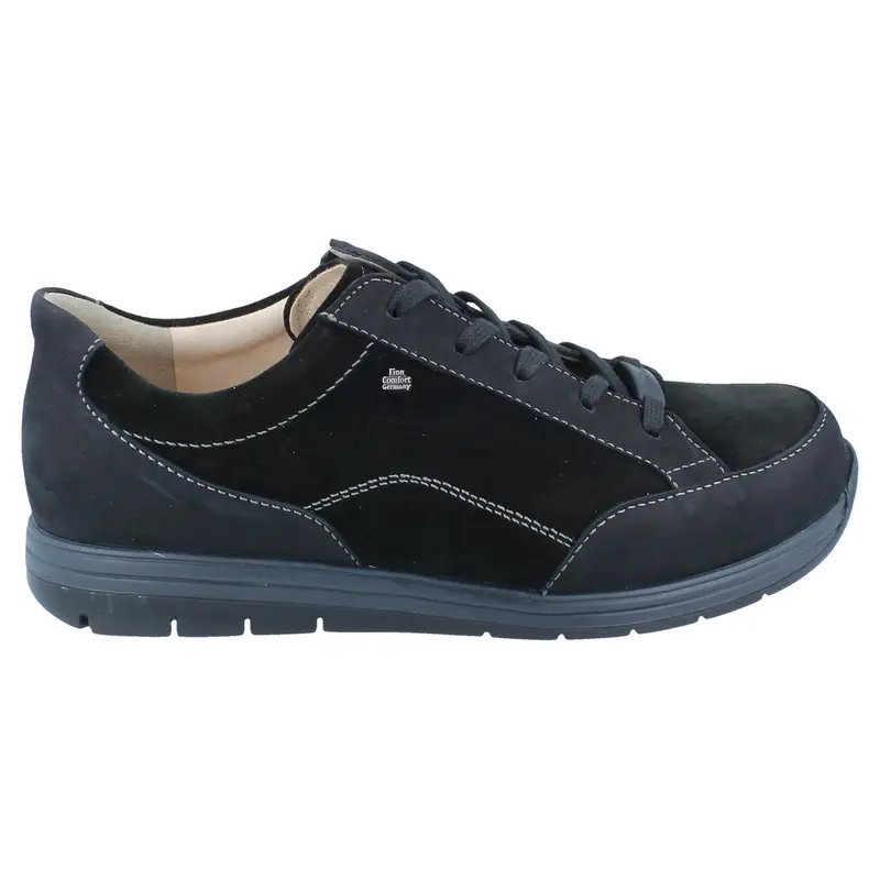 Finn Comfort Osorno Leather Men's Lace Up Shoes - Black - Size:US 8 Men