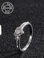 925 Sterling Silver Summer Heart Shaped Rhinestone Decorated Rings for Women, Gifts for Wife, Fashion Jewelry Accessories for...