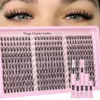 Lash Clusters Kit Wispy Eyelash Clusters Lashes Natural DIY Lash Extension Kit 10-16mm Cluster Eyelash Extensions Kit 300pcs ...