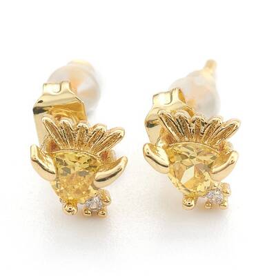 Brass Cubic Zirconia Stud Earring