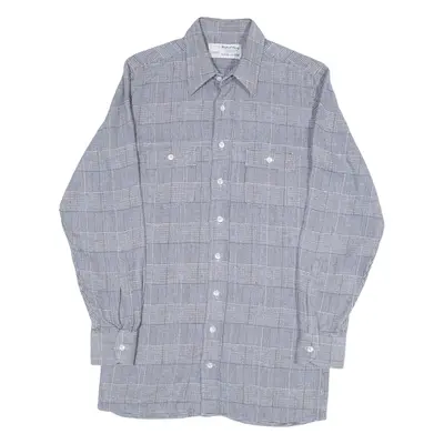 MARFAN FERTIGUNG Flannel Shirt Blue Check Long Sleeve Mens S