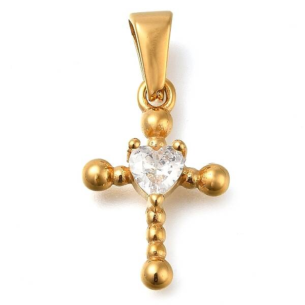 Ion Plating(IP) 304 Stainless Steel Pendants with Cubic Zirconia