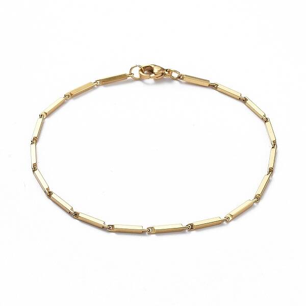Ion Plating(IP) Unisex 201 Stainless Steel Bar Link Chain Bracelets