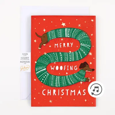 Endless Woofing Christmas Card with Glitter