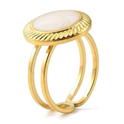 304 Stainless Steel Enamel Open Cuff Rings for Women