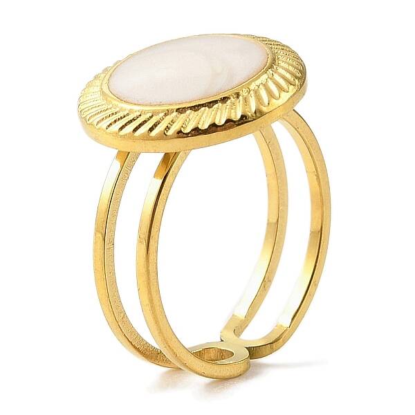 304 Stainless Steel Enamel Open Cuff Rings for Women
