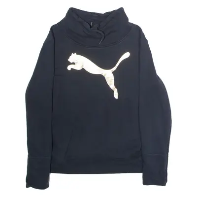 PUMA Womens Sweatshirt Black Roll Neck UK 14