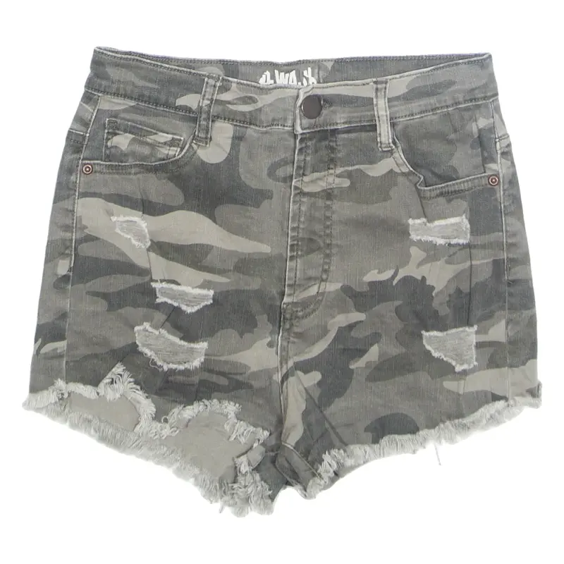 Womens Denim Shorts Green Camouflage XS W24