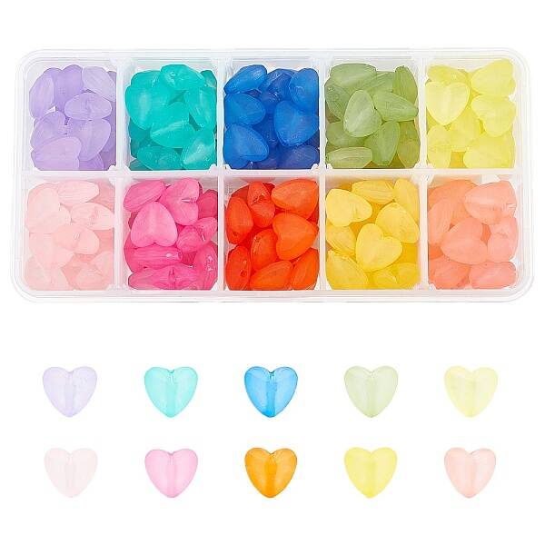 200Pcs 10 Colors Transparent Acrylic Beads