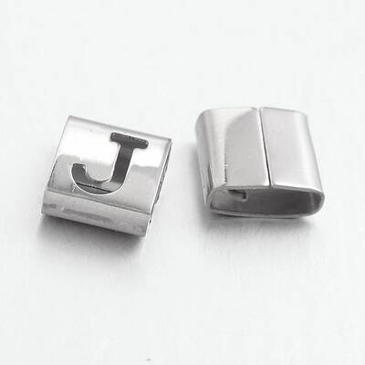 Tarnish Resistant Letter Style 201 Stainless Steel Square Slide Charms