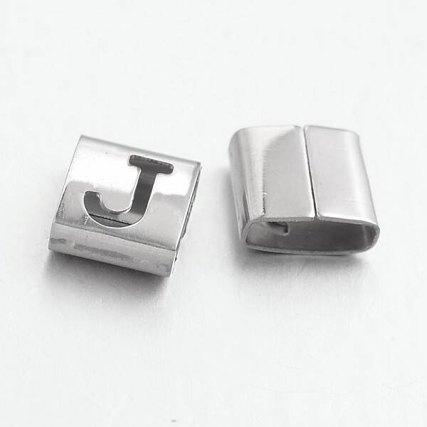 Tarnish Resistant Letter Style 201 Stainless Steel Square Slide Charms
