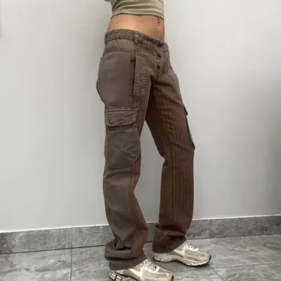 Unbranded Cargo Trousers - 32W UK 10 Brown Cotton