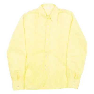Sheer Womens Plain Shirt Yellow Long Sleeve M