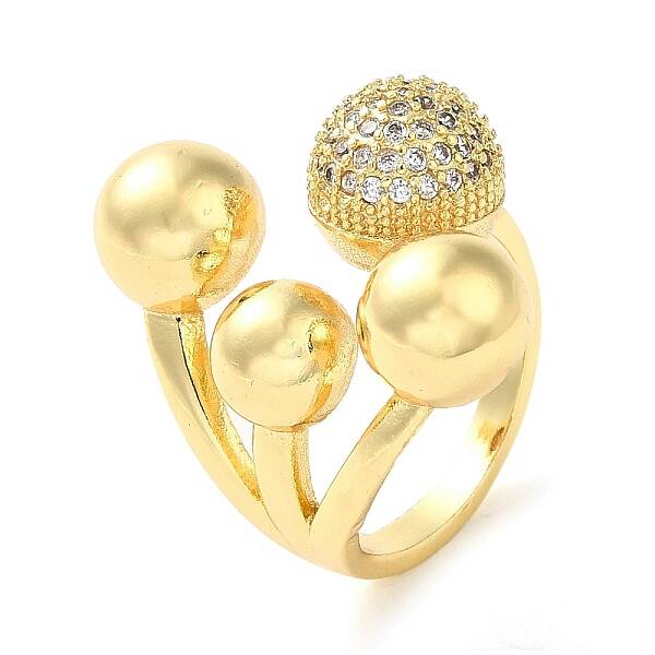 Brass Micro Pave Cubic Zirconia Cuff Rings