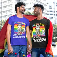 Gay Furry Pride T-Shirt Funny LGBTQ Shirt I'm a Gay Furry Tee Rainbow Fox Furry Shirt Cute Pride Gift for Furry Fans and Gay ...